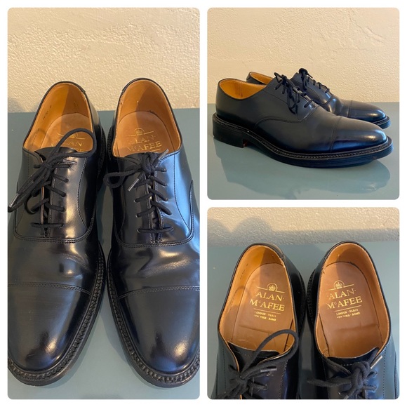 ALAN MCAFEE Men Oxfords Black Shoes Cap Toe 8 - Picture 1 of 8
